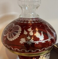 Vintage stílusú, klasszikus, elegáns, kézzel csiszolt, bordó asztali lámpa