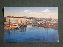 Képeslap,Horvátország,Fiume,Rijeka,kikötő,városi látkép,részlet,1914-