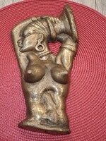 Női Akt Brüszt Bronz Falidísz.30,5x14,5cm.Nagy méretű.2,804kg.