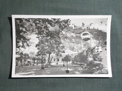 Képeslap,Budapest,Gellért hegy,szobor,Hungária,Attila gyógyforrás,városi látkép,részlet,1940-