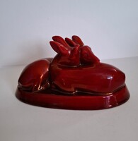 Zsolnay eozin ökörvérmázas őzpár! Ritka!