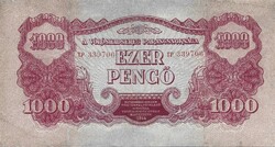 1000 pengő 1944 VH. Restaurált 4.