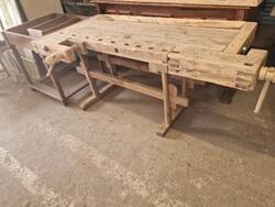 Antik mühely asztal régi gyalupad népi munka asztal régi satupad