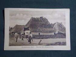 Képeslap,Románia,Sövényfalva,Cornești, falu látkép,részlet,1917-