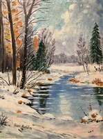 Hepp Natália: Téli táj (30x40)