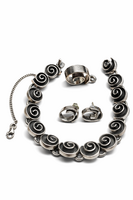 Silver Jewelry Set with Spiral Motif