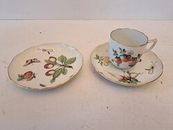 Óherendi gyümölcsös mintás antik kávés csésze 1 db és csészealj 2 db