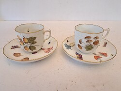 Óherendi gyümölcsös mintás antik kávés csészék aljjal 2db