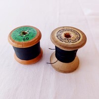 Régi fa spulnis cérna-  vintage varrókellék 2 db