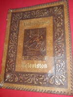 Régi britt "Radio Times Television" hajó domborműves oldalán végig fűzött bőrmappa dosszié A/ 4