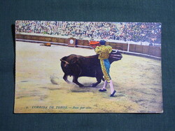 Képeslap,Spanyolország,Madrid,Bikaviadal aréna látkép,részlet,1920-