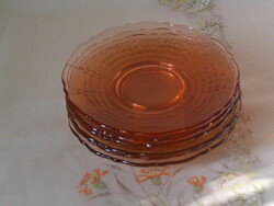 Korall színű üveg süteményes tányér ( 6 db. )