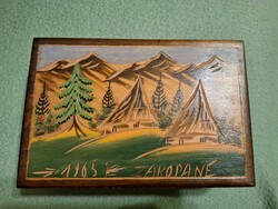 Retro Zakopane fadoboz (1965) – Kézzel faragott fa díszdoboz