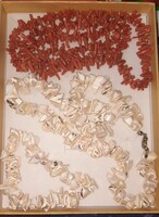 Antik-vintage korall és kagyló ékszercsomag