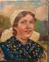 Pállya Celesztin (1864 - 1948) : Menyecske Olaj,vászon .