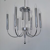 Art deco - Streamline 9 égős krómozott csillár + falikar pár felújítva