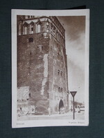 Képeslap,Lengyelország,Gdaňsk,Wieża Więzienna,börtöntorony,villamos látkép,részlet,1950-