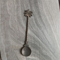 Érdekes régi réz dísz kiskanál (10,9x2,3 cm)