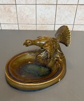 Serving platter with bird figurine!