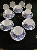 Onion pattern porcelain 6 pcs. Mocha cups with coasters