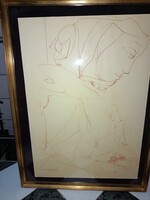 Almásy Aladár nagyméretű egyedi ceruzarajz