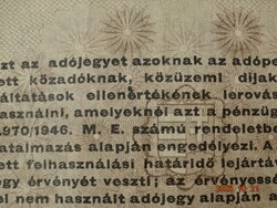 10000 TÍZEZER ADÓPENGŐ ADÓJEGY HÁTOLDALÁN NYOMATHIBA " ELLENÉRTÉKÉNEK " !!!