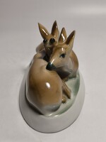 Szép festésű, Zsolnay  őz páros porcelán figura