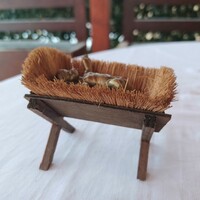 Régi fa betlehemi jászol- karácsonyfadísz kedvelőknek is! Vintage