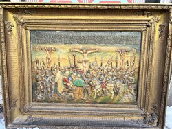 XVIII.századi fa táblakép festmény(Jézus keresztre feszítése)