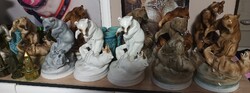 Zsolnay porcelán birkózó medve 10db