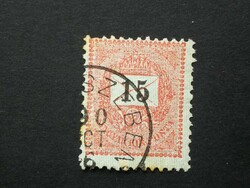 Magyarország 1889 Feketeszámú 15 kr. E 12:11 3/4 ..szeben, elfogazva D