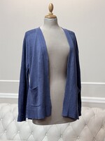 White Stuff 40-42-es pamut–len kardigán, pasztellkék természetes elegancia