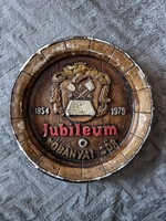 Jubileum Kőbányai sör falra akasztható gipsz falidísz, sörös hordóvég, borozóba, présházba, pincébe,
