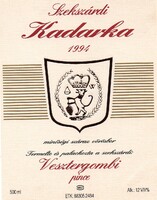 Boros címke: Szekszárdi Kadarka.
