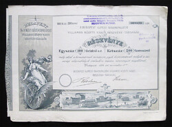 Budapest-Újpest-Rákospalotai Villamos Közúti Vasút részvény 200 korona 1894