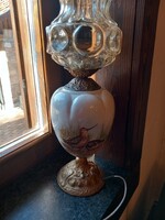 Gyönyörű, régi, kézzel festett porcelán asztali lámpa