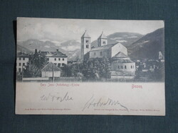 Képeslap,Olaszország,Bozen,Bolzano,Herz-Jesu-Anbetungs-Kirche,templom,városi látkép,részlet,1900-