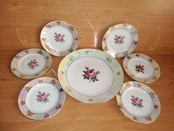 Kahla porcelán rózsa mintás irizáló sütis készlet (b)