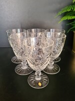 Ajkai csiszolt vitrin állapotú talpas üveg pohár készlet 6db