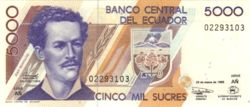 Ecuador 5.000 Sucres 1999 UNC