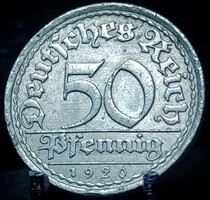 Németország 50 pfennig, 1920 Verdejel "A" – Berlin D17B1