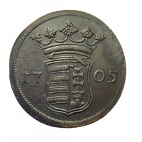 Magyarország,II. Rákóczi Ferenc X poltura 1705 - MUNKÁCSI TÍPUS EF+ réz