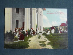 Képeslap,Bosznia-Hercegovina,Bajram,Muszlimok a mecset előtt,katona levél,1914-