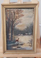 Kis tájkép festmény  26x36 cm kerettel (XVSD)
