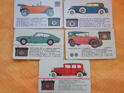 Kártyanaptár 5 db Régi Cadillac autó reklámos (Unitechnika akkumulátorok) - 1969.; 1970.; 1972. -