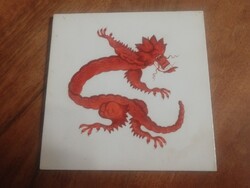 Régi német Meisseni vörös sárkányos csempe