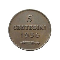 San Marino,5 centesimi 1936 EF+ bronz
