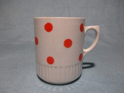 Zsolnay piros pöttyös bögre, csésze