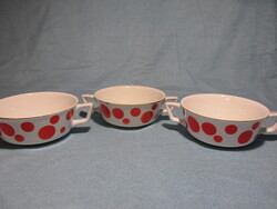 3 db Kispesti Gránit piros pöttyös leveses csésze