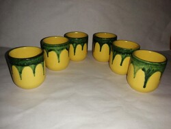 Retro Magyarszombatfai kerámia pálinkás pohár - 6 db egyben (27/d)